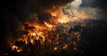 Mégafeu - Incendie De Forêt - Grand Feu Hors Normes Ravageant Des Surfaces Boisés Avec Des Flammes Géantes - Réchauffement Climatique Et Désastre écologique - Vu Depuis Le Ciel