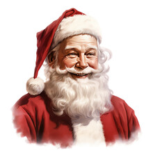 Santa Claus, Old Saint Nicholas, Portrait In His Red And White Outfit In A Christmas-themed, Photorealistic Illustration In A PNG Format, Cutout, And Isolated. Generative AI