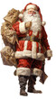 © Purple Penguin GFX - Santa Claus, Old Saint Nicholas, full body holding gifts and packages in his red and white outfit in a Christmas-themed, photorealistic illustration in a PNG format, cutout, and isolated. Generative