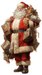  Santa Claus, Old Saint Nicholas, full body holding gifts and packages in his red and white outfit in a Christmas-themed, photorealistic illustration in a PNG format, cutout, and isolated. Generative 