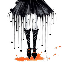 Witch Legs In Striped Stockings.Halloween Poster