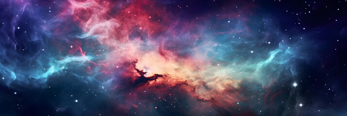 Wall Mural - space nebula background in colors, generative ai