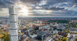 Beautiful aerial panoramic view of the Malmo city in Sweden. Turning Torso skyscraper in Malmo, Sweden.