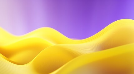 Wall Mural - Yellow 3D wave shapes in purple abstract background