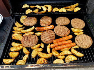 Summer BBQ.
Burgers, Sausage, potato,