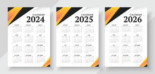 Calendar 2024, Calendar 2024 And Calendar 2026 Week Start Sunday Corporate Design Planner Template. Wall Calendar In A Minimalist Style
