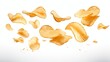 © twilight mist - Delicious potato chips flying, isolated on white background
