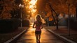 eautiful woman running in the park at sunrise fitness workout sports