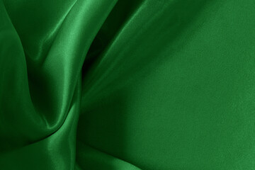 Wall Mural - Green emerald fabric texture background, detail of silk or linen pattern.