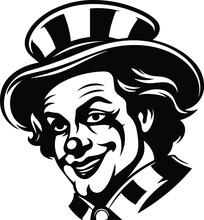 Clown Logo Monochrome Design Style