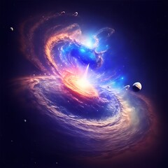 Wall Mural - ethereal galaxy: a celestial symphony of light and planets