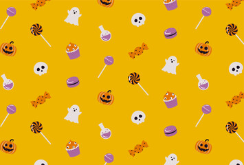 Wall Mural - seamless pattern with a set of halloween icons for banners, cards, flyers, social media wallpapers, etc.