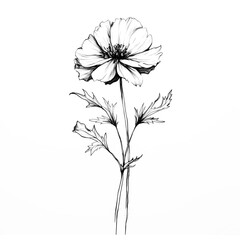 Wall Mural - flowers drawing  line art 