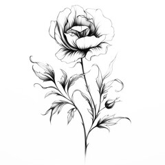 Wall Mural - flowers drawing  line art 