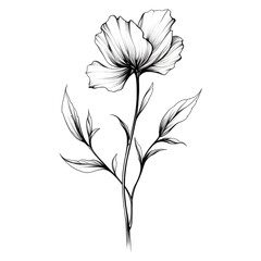 Wall Mural - flowers drawing  line art 