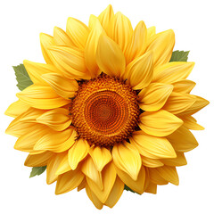 Poster - top view Sunflower flower isolated on a white background , png transparent background