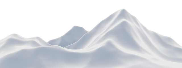 3D render snow mountain. White  terrain. Cold environment.