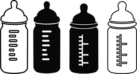 Set Of Baby Bottles Flat Web Icon