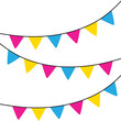 © K Ching Ching - Pink, yellow, and blue colored party bunting, as the colors of the pansexual flag. LGBTQI concept. Flat vector illustration.