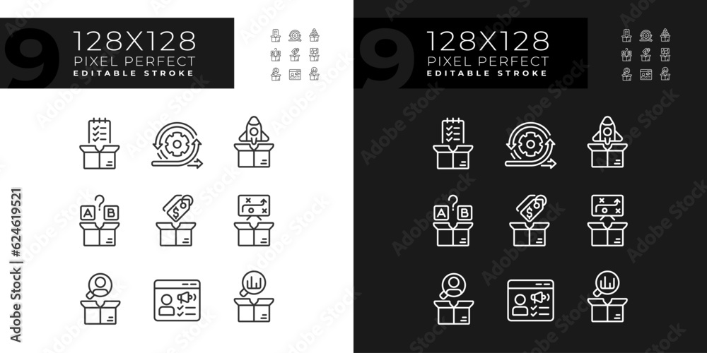Pixel perfect icons for dark and light mode representing product ...