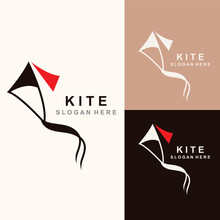 Kite Logo Design, Flying Paper Kite Flat Illustration Vector Company Template
