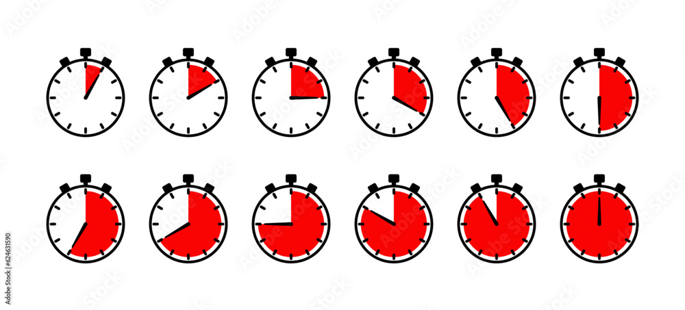 Image vectorielle Stock Stopwatches icons. Countdown timer set. Timer ...
