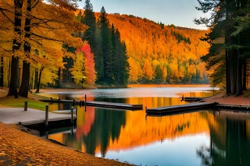 autumn landscape with lake  Gererated AI