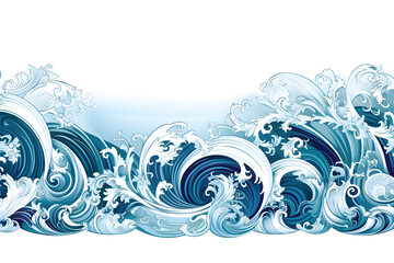 Wall Mural - Big ocean waves.blue sea waves.GenerativeAI.