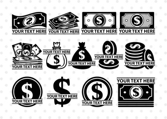 Wall Mural - Dollars And Money Split Monogram, Money Svg, Coin Svg, Dollar Svg, Cash Svg, Money Split Monogram Bundle, SB00026