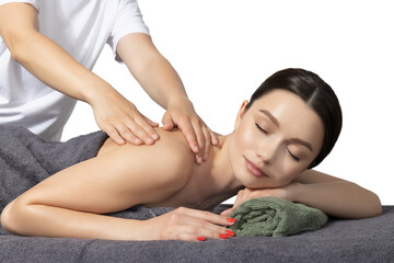 PNG, Attractive young woman take spa treatment, isolated on white background