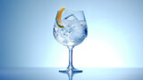 Fototapeta Paryż - cocktail alcohol gin and tonic isolated on a blue background. Generative AI