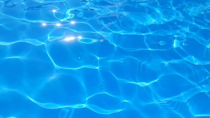 Poster - Blue water in the pool with sun glare.