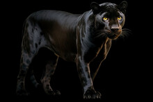 Stunning Portrait Of A Black Panther (black Jaguar) On Black Background. Amazing Wildlife. Generative Ai