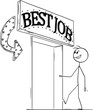 Person Looking for Best Job, Vector Cartoon Stick Figure Illustration