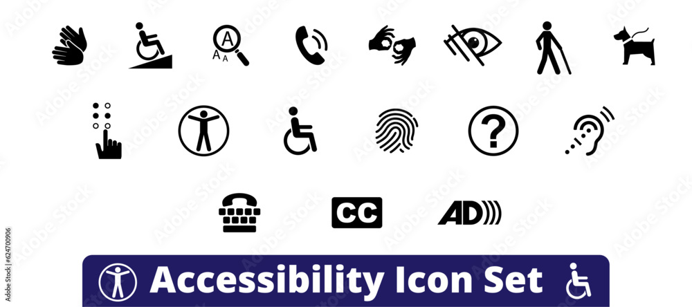 Accessibility icon set 스톡 벡터 | Adobe Stock
