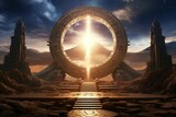 Fototapeta Perspektywa 3d - Stargate rock science. Generate Ai