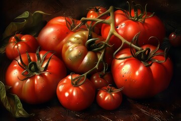 Poster - Tomatoes illustration. Generate Ai