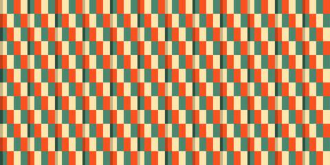 Poster - Simple orange green tile. Vector tiles made of rectangles that follow each other diagonally.