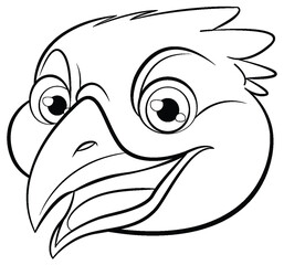 Wall Mural - a vector cartoon illustration of a smiling bird outlined in white