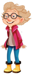 Wall Mural - grandmother cartoon character wearing glasses