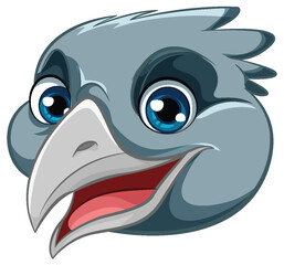 Sticker - A vector cartoon illustration of a grey bird with a smiling face, isolated on a white background