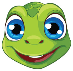 Wall Mural - A vector cartoon illustration of a smiling turtle face isolated on a white background