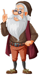 Wall Mural - old woman cartoon character with beard