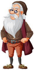 Wall Mural - old woman cartoon character with beard