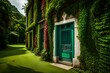 House Shadows of tropical foliage on a green wall in the Caribbean