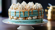 Birthday Ice Cream Macaroon Turquoise Cake