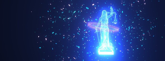 Wall Mural - Glowing Justitia Statue Paragraphs