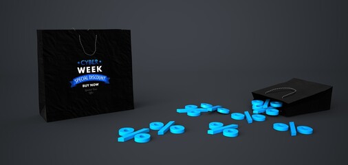 Canvas Print - Cyber Week Shopping Bag Percents