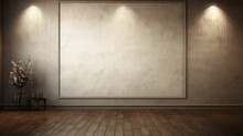 Empty Room With A Wooden Floor And A Frame On The Wall. Free Copy Space Background Wallpaper
