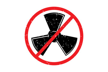 Stop nuclear test warning sign. Dangerous warning sign